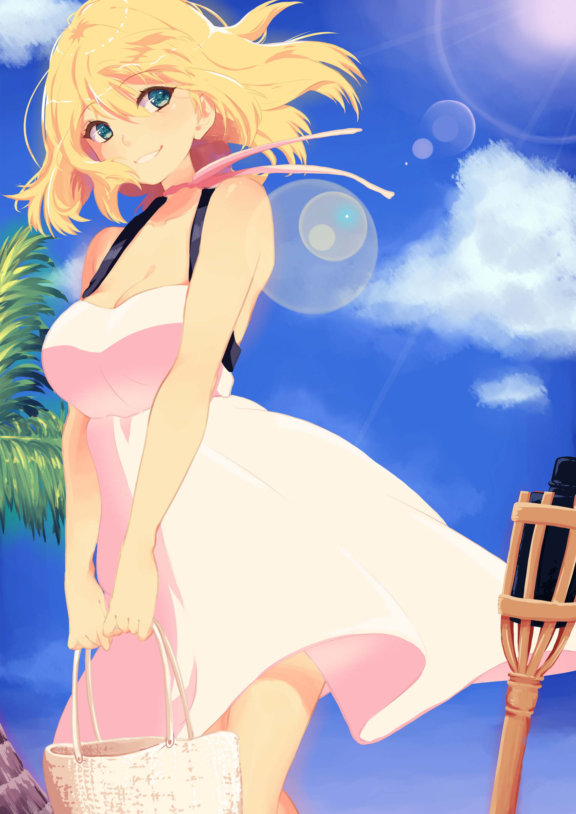 Waifubot Cleavage Dress Skirt Lift Summer Dress Yande Re